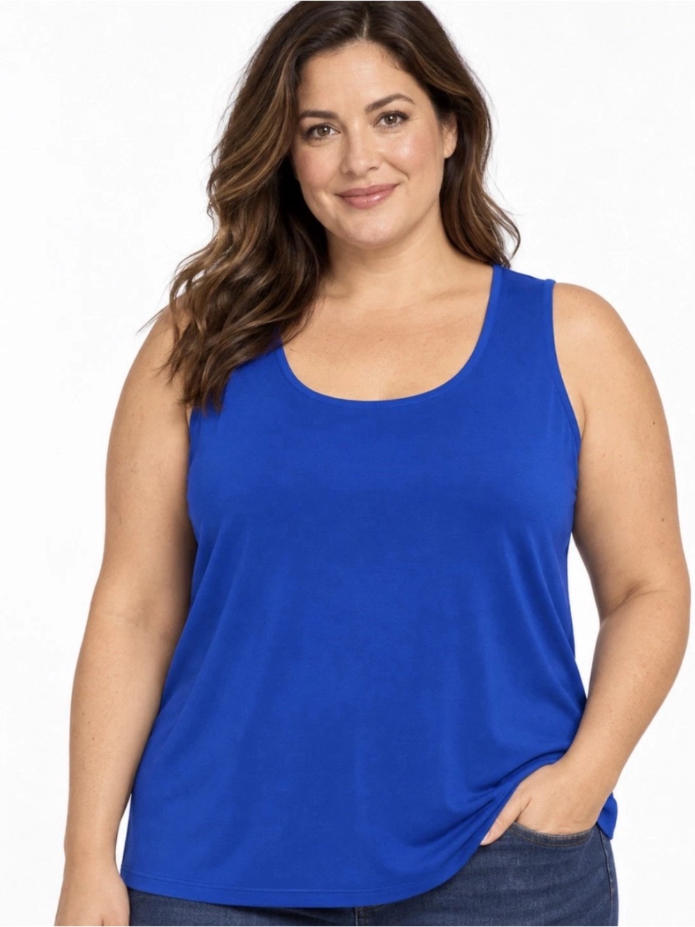 Susan Graver Petite Knit Tank Blue, Size XLP,  A689878 - New